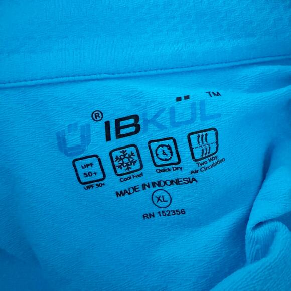 IBKUL Mock Neck Half Zip Long Sleeve Top Turquoise XL - Picture 7 of 9